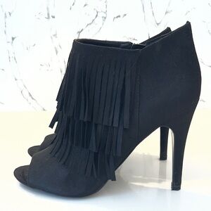 Aldo Black Fringe Heeled Boots